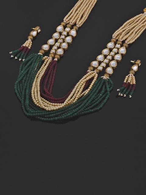 

Tistabene Women Gold-Plated Panna Manak Moti Kundan Meena Jewellery Set, Multi