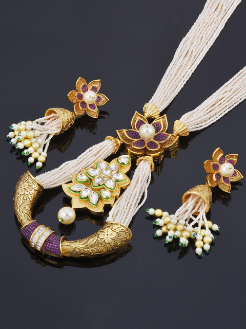 

Tistabene White & Gold-Plated Kundan Necklace Set