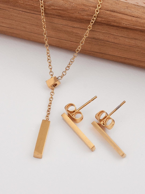 

Tistabene Gold Contemporary Chains Gold Plated Necklace Set