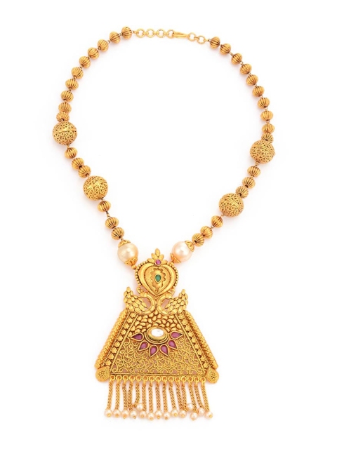

Traditional Gold Plated Filigree Necklace Set, Red