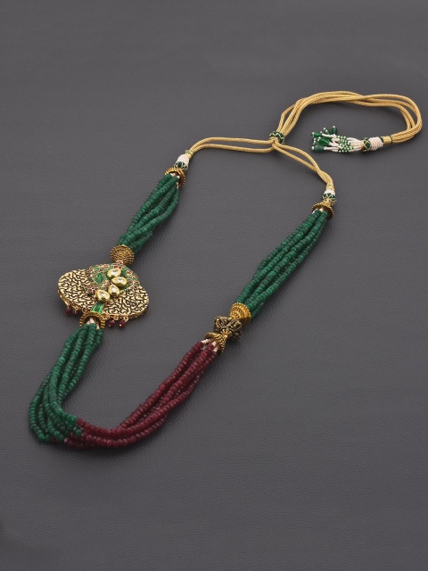 

Tistabene Gold-Plated White & Red Stone-Studded & Beaded Jewellery Set