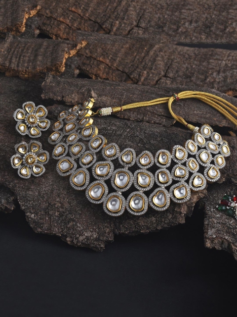 

Tistabene Traditional Kundan Meenakari Bridal Necklace Set, White