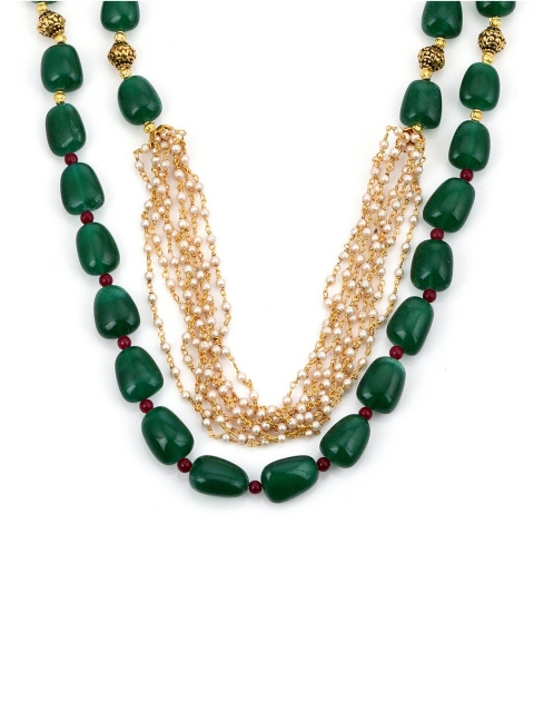 

Tistabene Traditional Antique Elements Green Red Stones Beaded Necklace Set