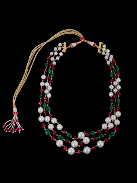 

Tistabene Gold-Plated White & Red Beaded Jewellery Set