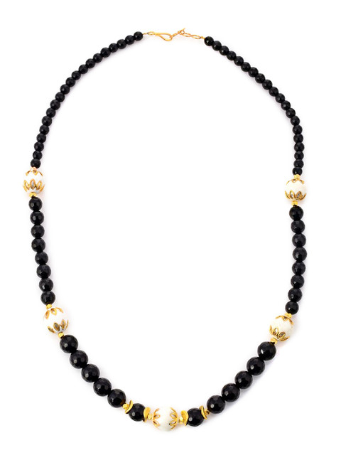 

Tistabene Black & White Gold-Plated Beaded Necklace Set
