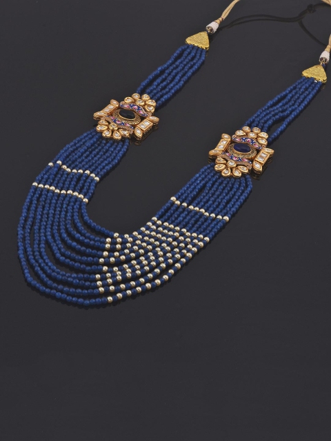 

Tistabene Gold-Plated Blue Kundan & Beaded Traditional Meenakari Jewellery Set