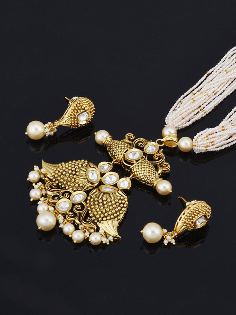 

Tistabene Woman Gold Traditional Kundan Stones Gold Plated Necklace Set