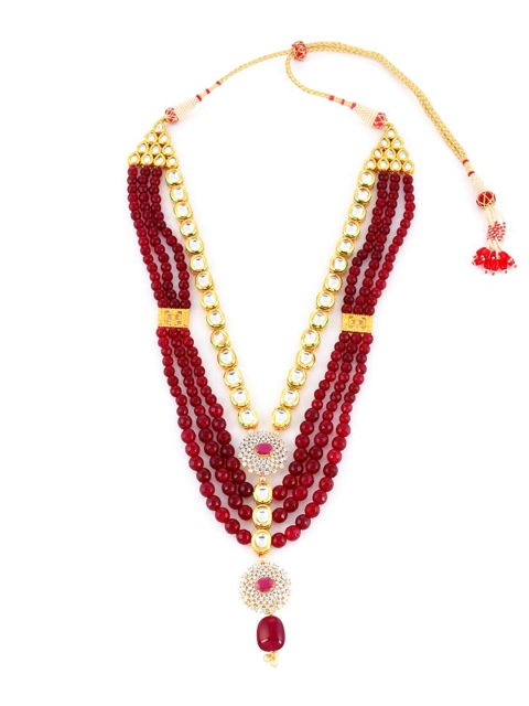 

Tistabene Red Classic Modern Designer Necklace Set