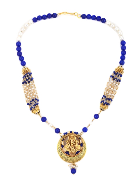 

Tistabene Gold-Plated White & Blue Beaded Jewellery Set