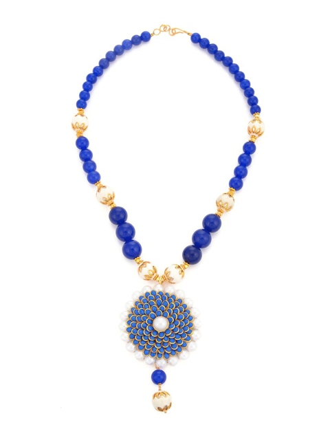 

Tistabene Blue Pacchi Work Beaded Necklace Set