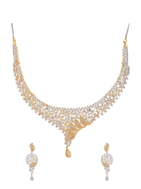 

Tistabene Gold-Toned & White Stone-Studded Jewellery Set