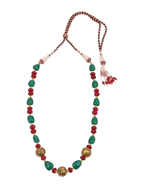 

Tistabene Red & Green Traditional Stone Studded Antique Jewellery Set