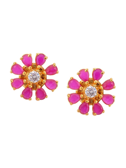 

Tistabene Gold-Plated Red & White Stone Studded Jewellery Set