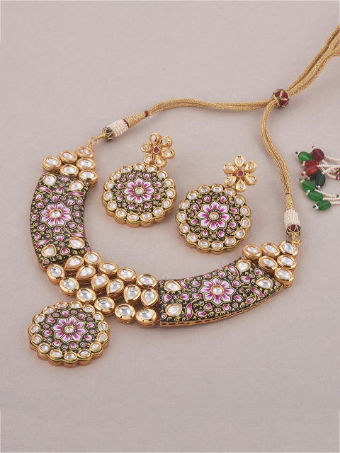

Tistabene Gold-Plated & White Stone Studded Jewellery Set