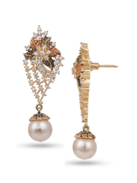 

Tistabene Gold-Plated White Stone-Studded Jewellery Set