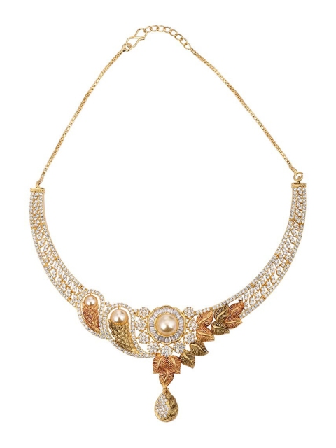 

Tistabene Gold-Plated White Stone-Studded Antique Jewellery Set