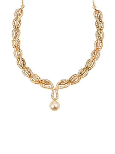 

Tistabene Gold-Plated White Stone-Studded & Beaded Antique Jewellery Set