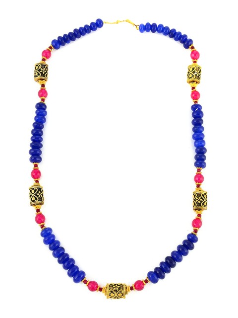 

Tistabene Gold-Plated Blue & Red Beaded Jewellery Set