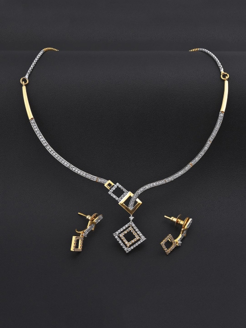 

Tistabene Two Tone-Plated American Diamonds Studded Jewellery Set, White