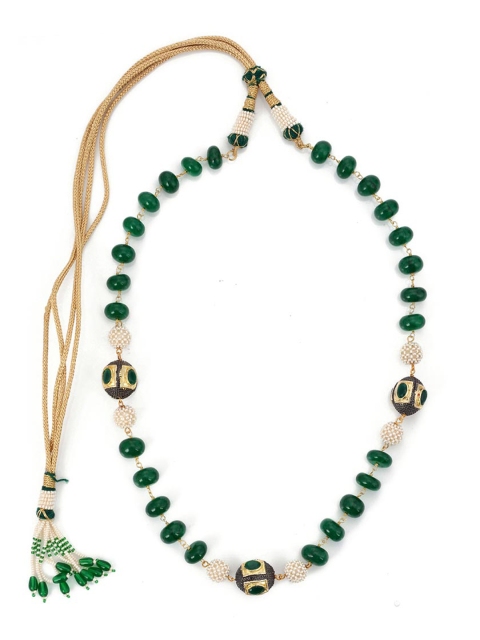 

Tistabene Gold-Plated Green & White Beaded Jewellery Set