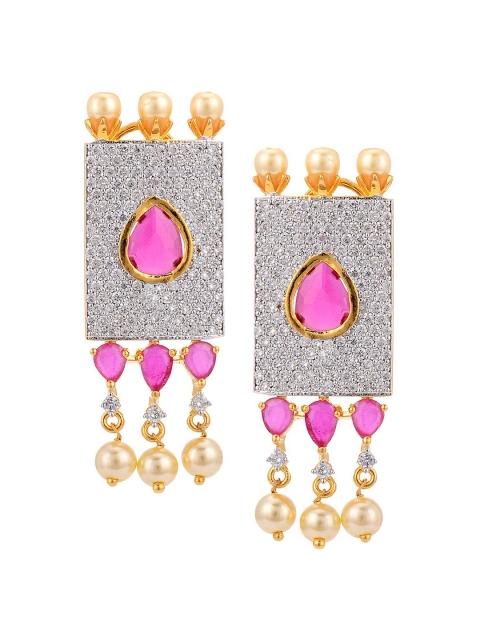 

Tistabene Gold-Plated Pink & White Stone Studded Jewellery Set