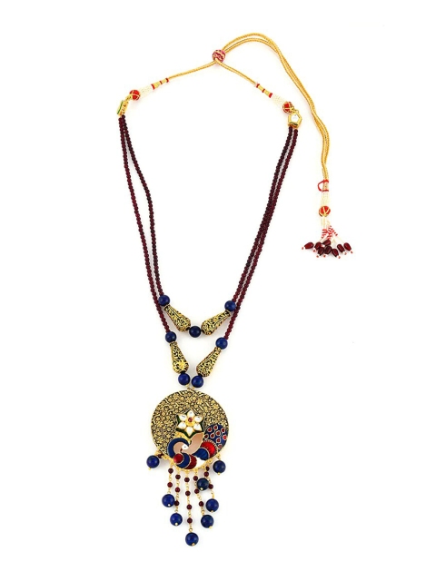 

Tistabene Gold-Plated Brown & Blue Beaded Jewellery Set
