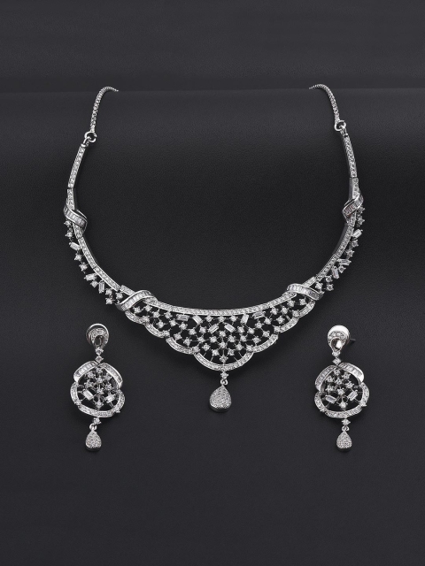 

Tistabene White Rhodium Plated American Diamonds Designer Necklace Set