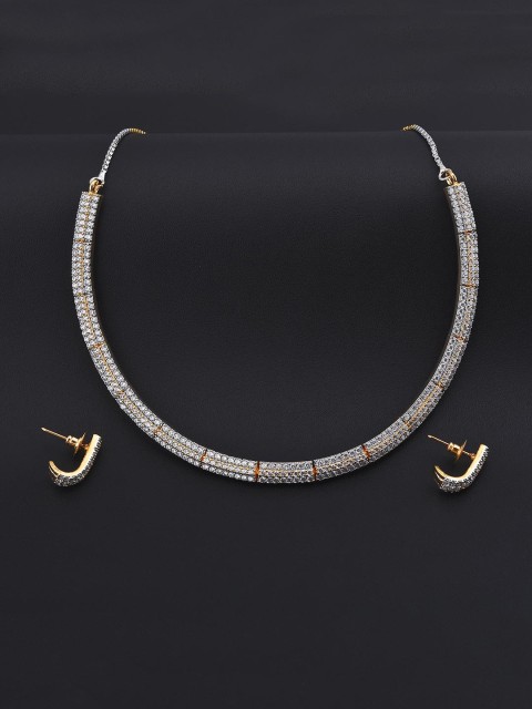 

Tistabene White Two Tone-Plated American Diamonds Studded Jewellery Set