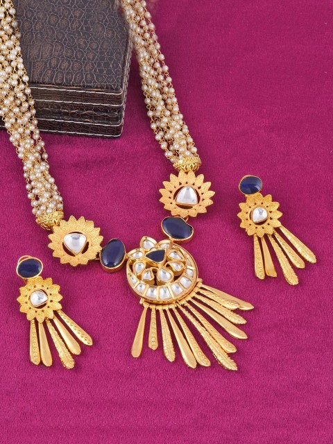 

Tistabene Gold-Plated White Stone-Studded Jewellery Set
