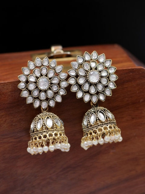 

Crunchy Fashion White Contemporary Jhumkas Earrings