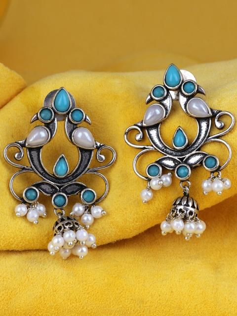 

Silgo Silver-Plated Pearl Contemporary Drop Earrings