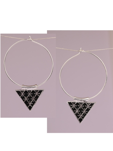

Silgo Silver-Toned Contemporary Drop Earrings
