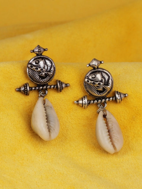 

Silgo Silver-Plated Contemporary Oxidised Drop Earrings