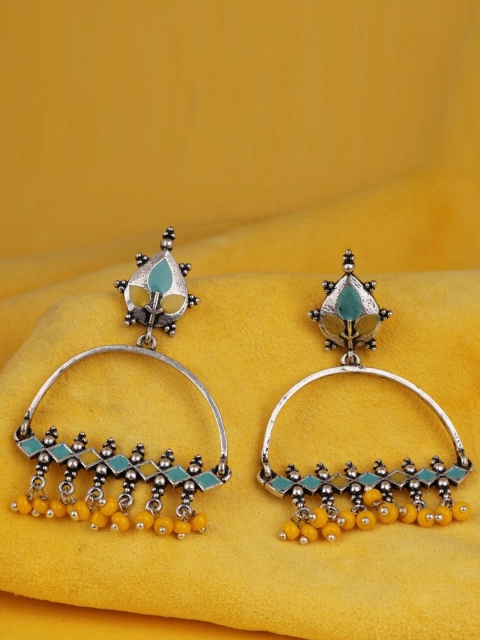 

Silgo Silver-Toned Contemporary Hoop Earrings
