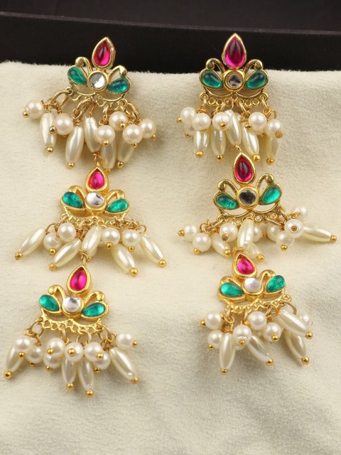 

Silgo Gold-Toned Contemporary Jhumkas Earrings