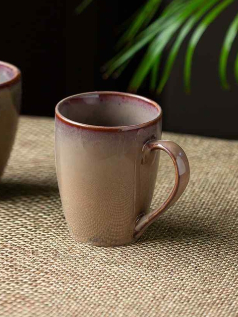 

ExclusiveLane Brown Handcrafted Solid Ceramic Glossy Mugs