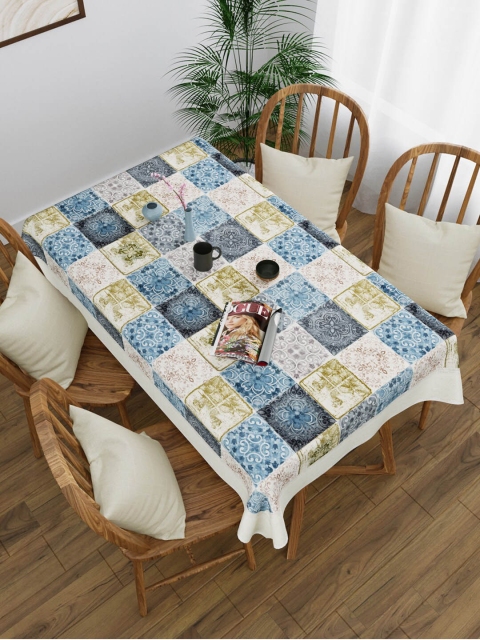 

Clasiko Blue & Grey Geometric Printed 4 Seater Dining Table Cover