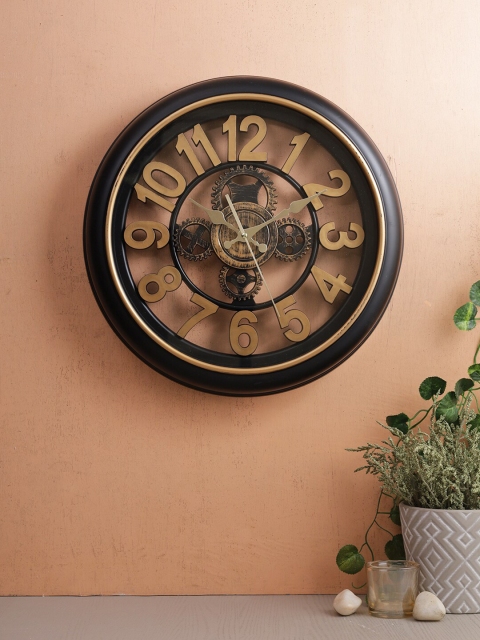 

House Of Accessories Copper-Toned & Black Contemporary Wall Clock