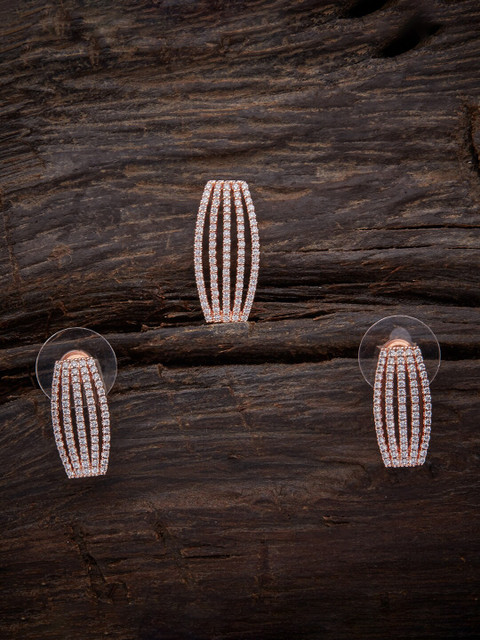 

Kushal's Fashion Jewellery Rose-GoldToned & Plated CZ Studded Pendant Set, Rose gold