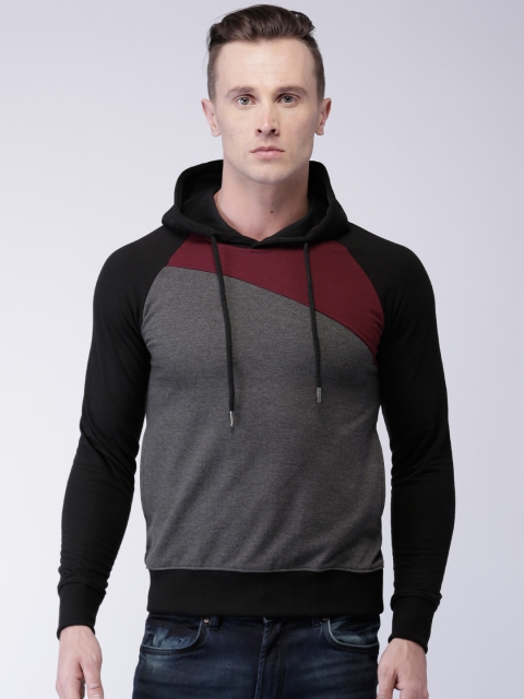 

Moda Rapido Charcoal Grey & Black Cut & Sew Hooded Sweatshirt
