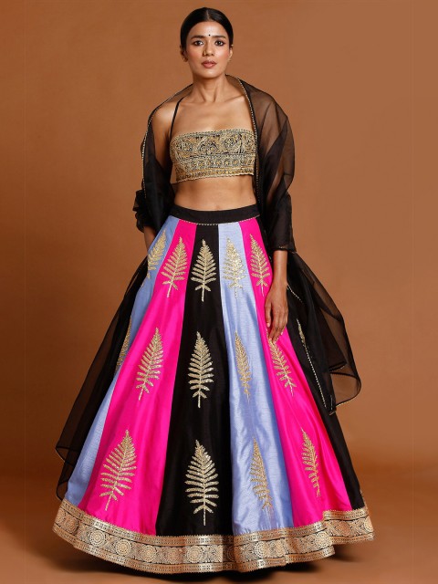 

Masaba Black & Pink Embroidered Ready to Wear Lehenga & Blouse With Dupatta