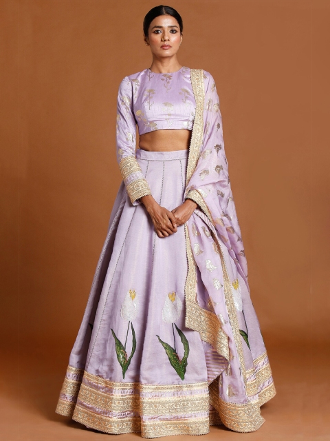 

Masaba Women Lavender Embellished Ready to Wear Lehenga Choli & Dupatta