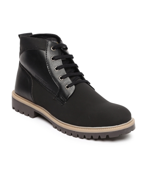 

Provogue Men Black Solid High-Top Flat Boots