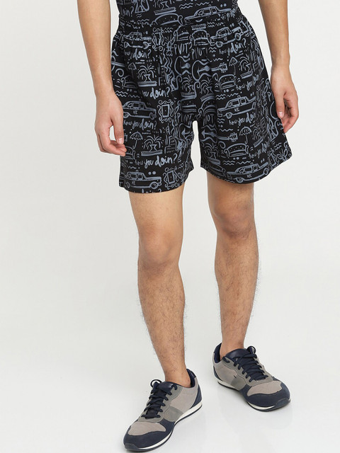 

Bewakoof Men Black Friends Doodle Boxer