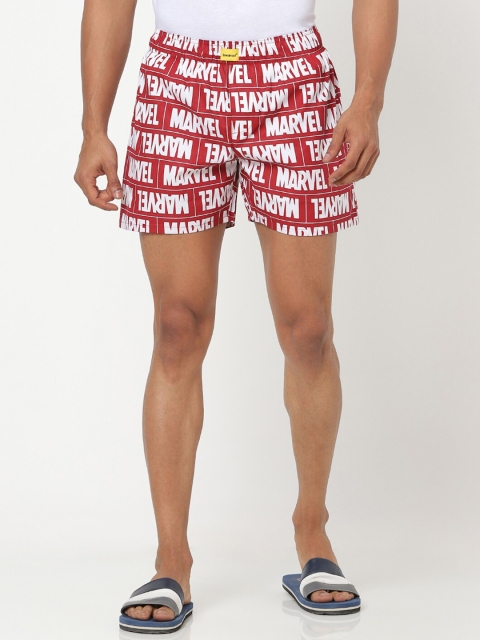 

Bewakoof Men Red & White Printed Pure Cotton Boxers
