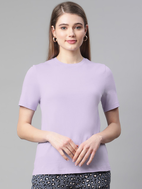 

Marks & Spencer Women Lavender Solid T-shirt