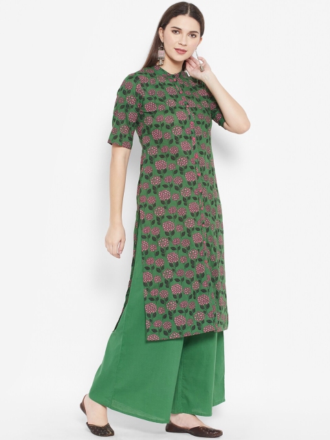 

DESI BEATS Women Green Printed Pure Cotton Kurta with Palazzos