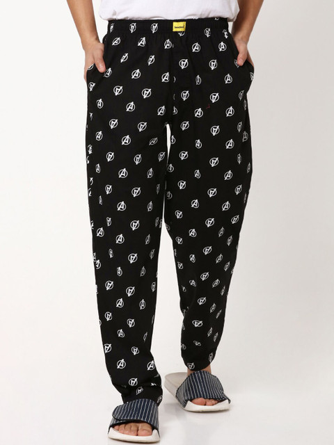 

Bewakoof Men Black Avenger Logo Printed Lounge Pants