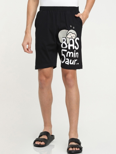 

Bewakoof Men Black Typography Printed Shorts