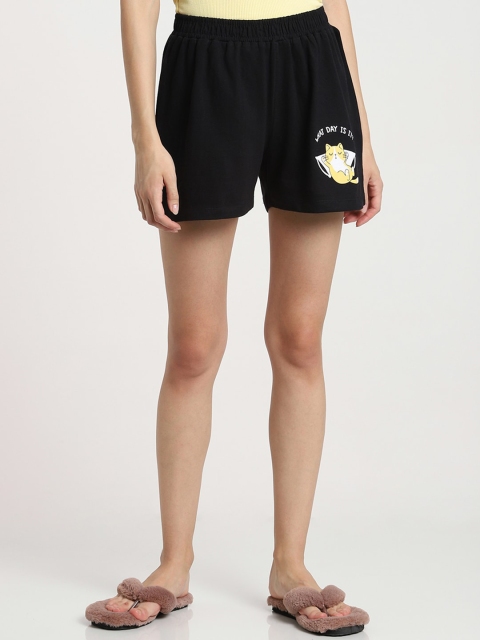 

Bewakoof Women Black Cotton Regular Lounge Shorts